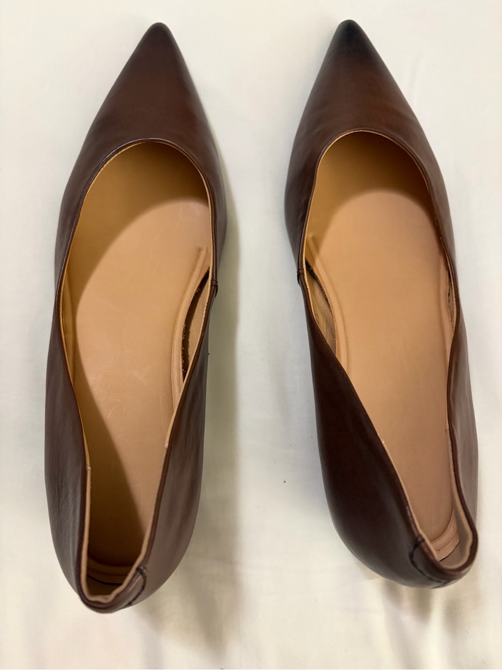 Women's Pointed Toe Brown Leather Flats